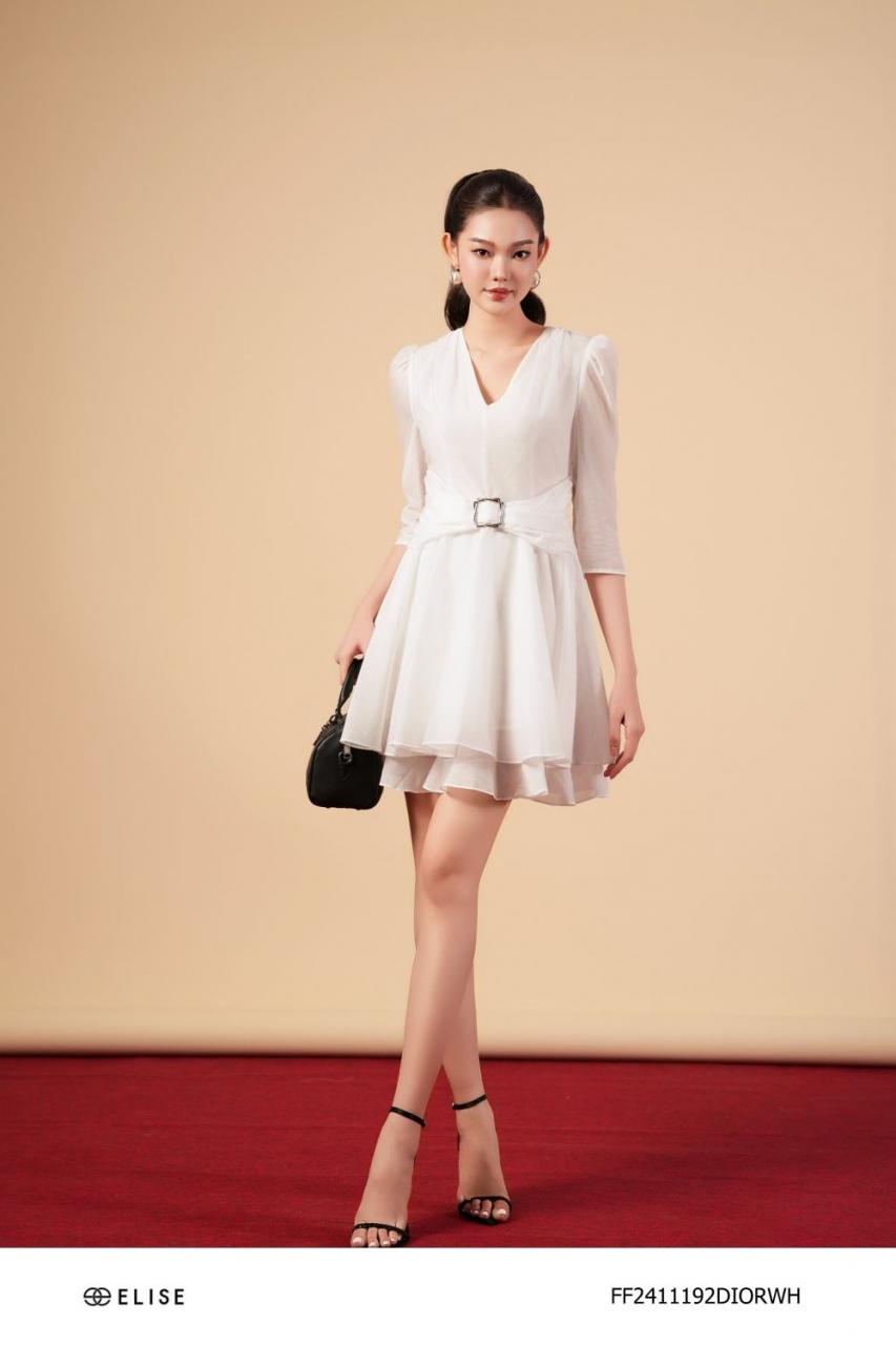 [🛒🇻🇳]ĐẦM TƠ TRẮNG KẺ CỔ V NHÚN VAI – , SKU – FF2411192DIORWH – elise.vn 🇻🇳🛒Top1Shop🛒 🇻🇳Top1Vietnam🇻🇳 🛍🛒🇻🇳