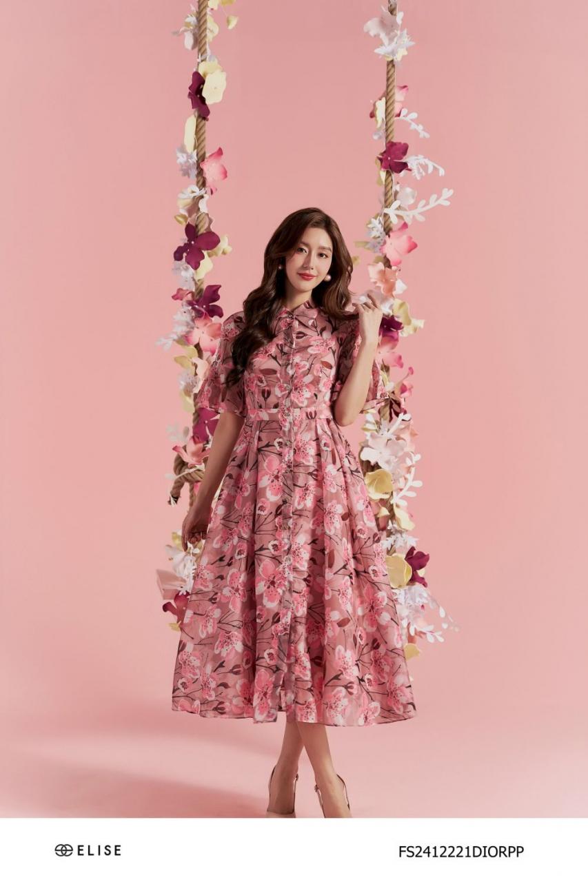 [🛒🇻🇳]ĐẦM TƠ HỒNG ĐỖ HOA ĐÀO TAY XẾP LY – , SKU – FS2412221DIORPP – elise.vn 🇻🇳🛒Top1Shop🛒 🇻🇳Top1Vietnam🇻🇳 🛍🛒🇻🇳