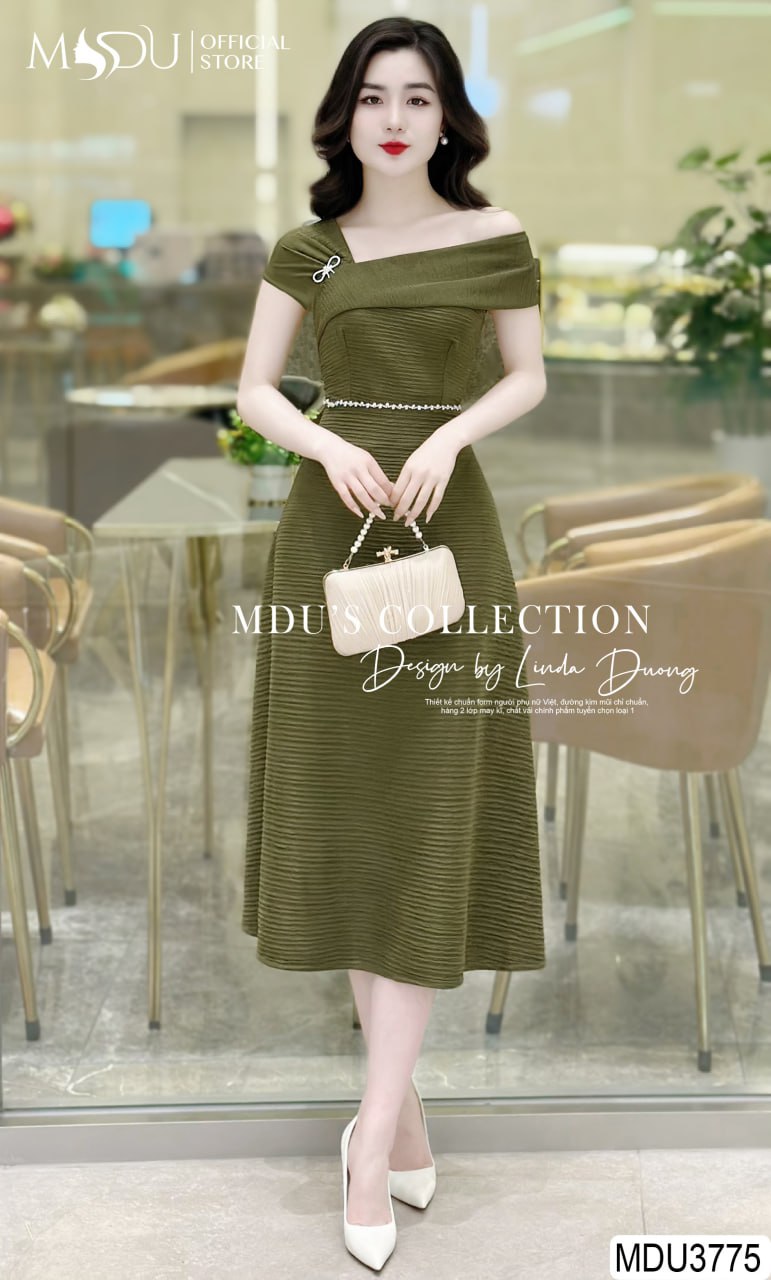 [🛒🇻🇳]Váy Thiết Kế MDU3775 – Màu Rêu Nổi Bật Với Nơ Cài Vai Tinh Tế Tỉ Mỉ Tạo Điểm Nhấn Cho Trang Phục – , SKU – – mdufashion.com 🇻🇳🛒Top1Shop🛒 🇻🇳Top1Vietnam🇻🇳 🛍🛒🇻🇳