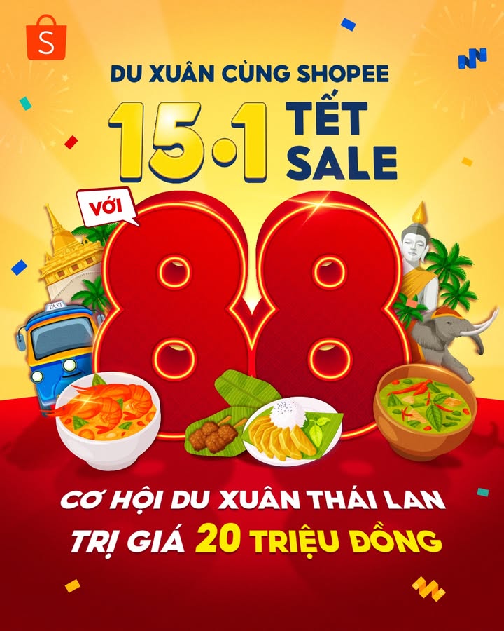 [🛍️🇻🇳] Shopee Việt Nam 🛍️ Top1Shop ❤️️ – 🧧 CHỈ VỚI 1 CLICK – CƠ HỘI TRÚNG 88 CHUYẾN DU XUÂN THÁI LAN TRONG TẦM TAYTế …