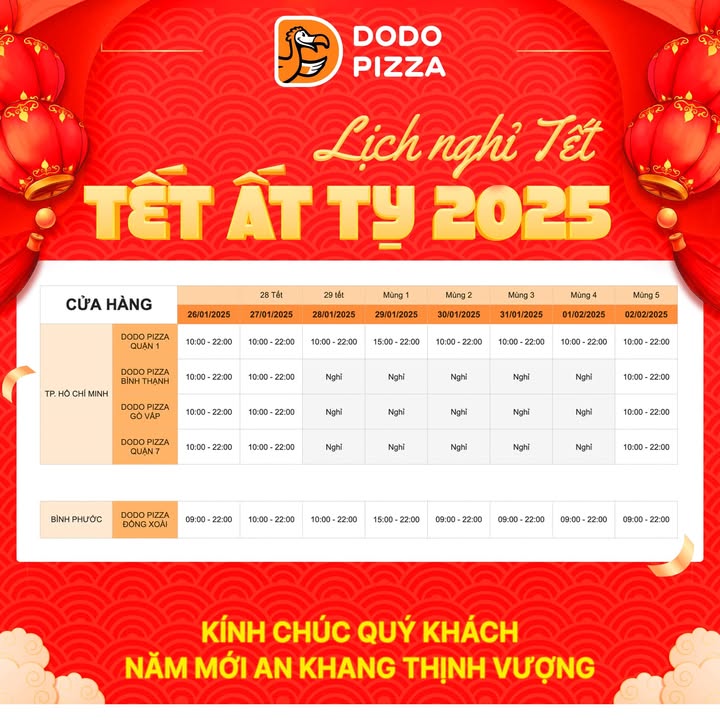 [🍕🇻🇳] Dodo Pizza Vietnam – Chuỗi nhà hàng Pizza tại TP.HCM 🍕 Top1Pizza – no1Pizza 🥘 – THÔNG BÁO LỊCH HOẠT ĐỘNG TẾT ẤT TỴ 2025🌸‼️CAM KẾT KHÔNG TĂNG GIÁ, KHÔ …