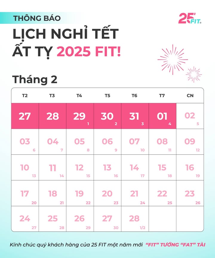 [🤼🇻🇳] 25 FIT hệ thống phòng tập công nghệ EMS Training ⚽ Top1Sport ⛹️‍♂️ – 🎉 THÔNG BÁO NGHỈ TẾT ẤT TỴ 2025 FITTết đến, Xuân về, 25 FIT xin gửi đ …