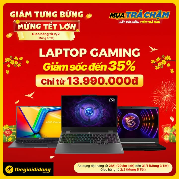 [🛍️🇻🇳] The Gioi Di Dong Joint Stock Company 🛍️ Top1Brand ⭐️ – Giảm Tưng BừngMừng Tết LớnLaptop Gaming🔥Giảm sốc đến 35%🔥Chỉ t …