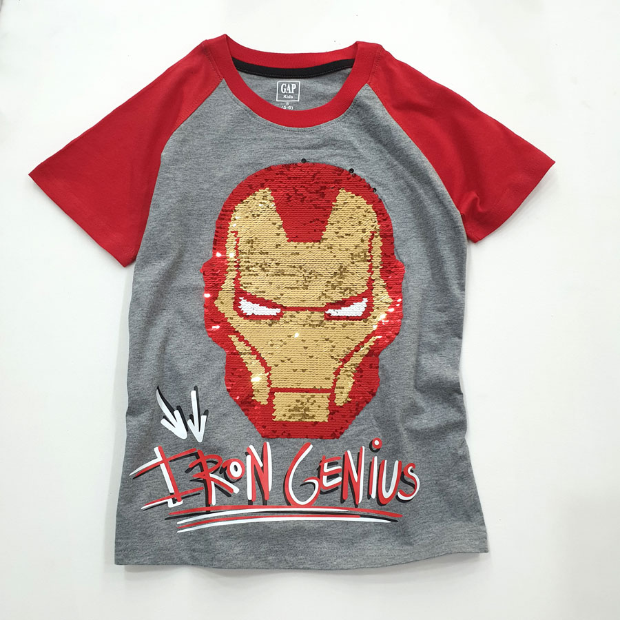 [🛒🇻🇳][27kg-65kg] Áo thun bé trai kết kim sa vuốt đảo chiều hình siêu nhân Ironman màu xám - The Childrens Place , SKU - AN511-2 - besanhdieu.com 🇻🇳🛒Top1Shop🛒 🇻🇳Top1Vietnam🇻🇳 🛍🛒🇻🇳