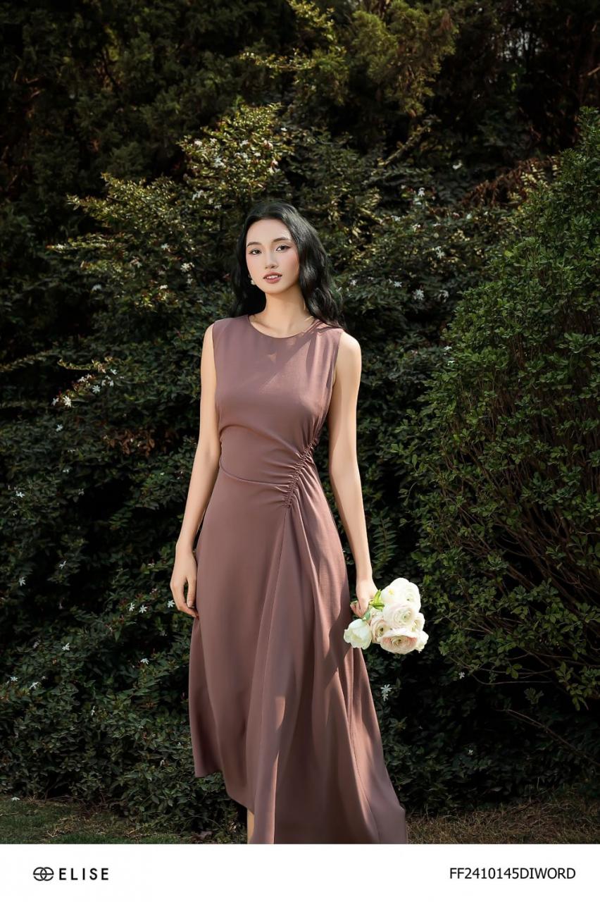 [🛒🇻🇳]ĐẦM ĐỎ NÂU NHÚN EO VẠT CHÉO – , SKU – FF2410145DIWORD – elise.vn 🇻🇳🛒Top1Shop🛒 🇻🇳Top1Vietnam🇻🇳 🛍🛒🇻🇳