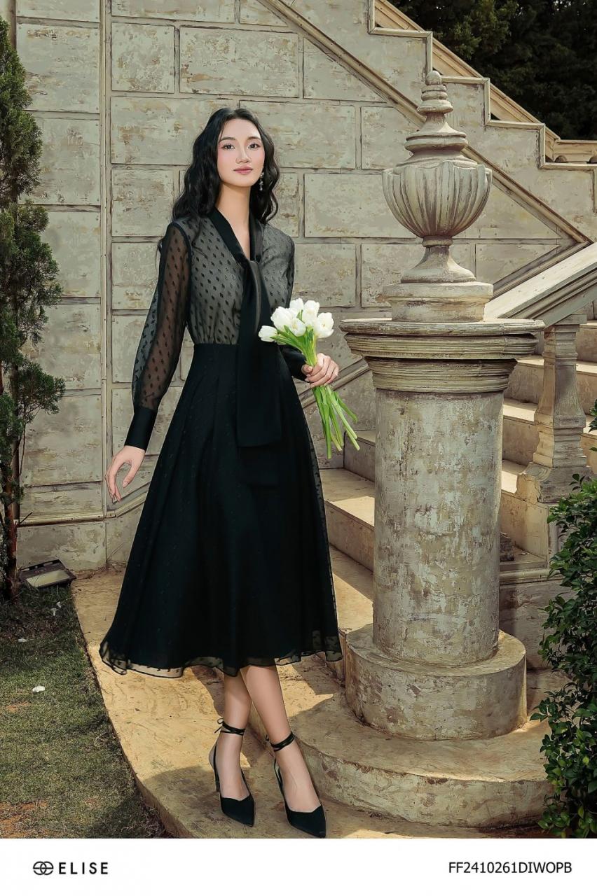 [🛒🇻🇳]ĐẦM CHIFFON ĐEN HT CỔ LỤA – , SKU – FF2410261DIWOPB – elise.vn 🇻🇳🛒Top1Shop🛒 🇻🇳Top1Vietnam🇻🇳 🛍🛒🇻🇳