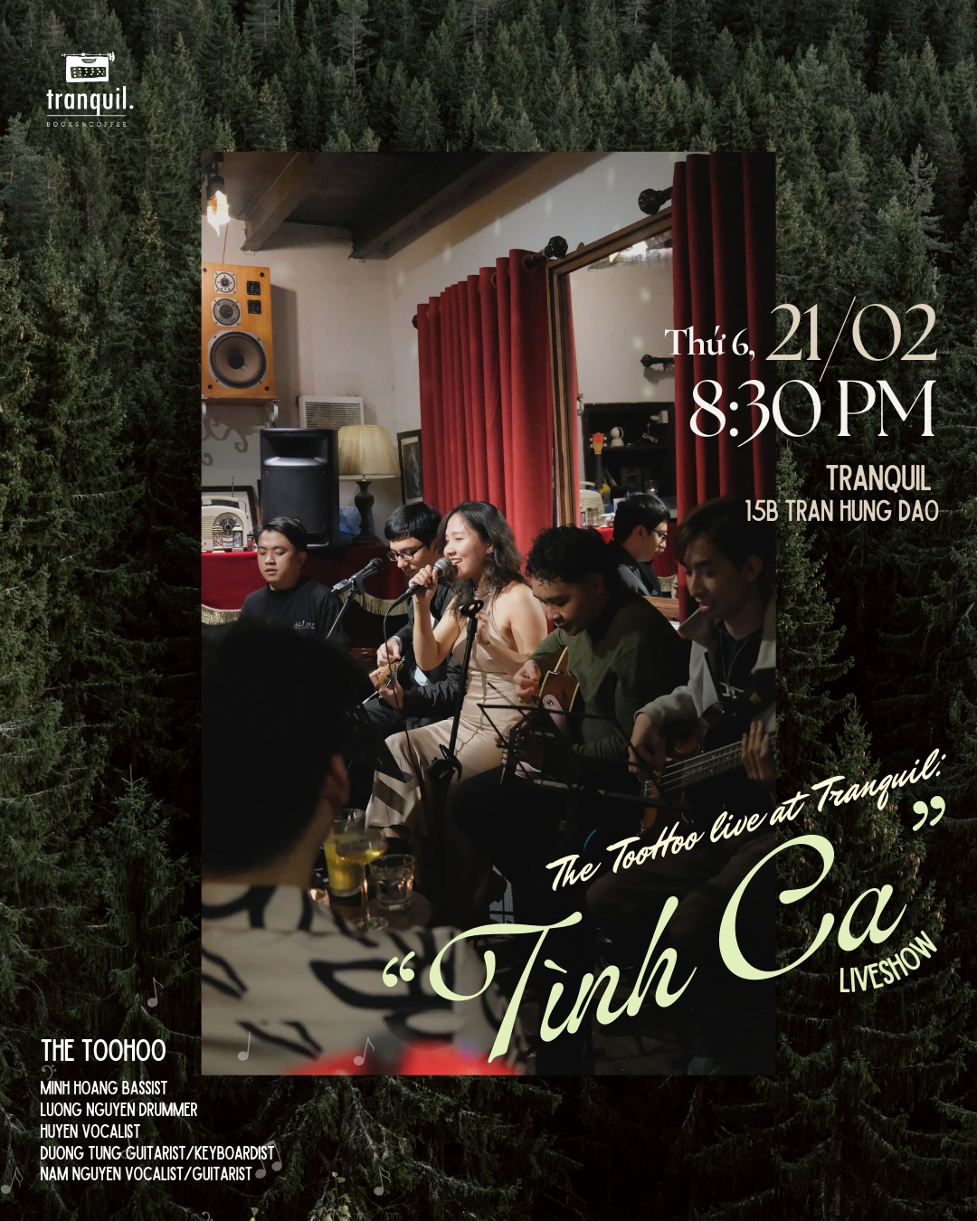 [☕️🇻🇳] Tranquil Books & Coffee –  cafe sách đẹp 🥤 Top1Coffee ☕️ TÌNH CA – ĐÊM NHẠC CHO NHỮNG TRÁI TIM YÊU CÙNG THE TOOHOOCái lạnh len lỏi qua từng góc phố, mặt đường ướt sương cùng không gia , shares-4✔️ , likes-84❤️️ , date-2025-02-20 03:57:31🇻🇳🇻🇳🇻🇳📰🆕