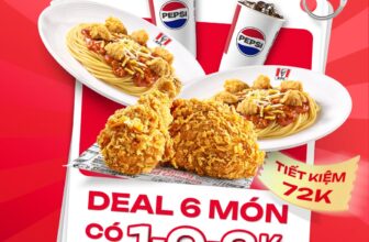 [🆕🇻🇳] KFC Vietnam 🍔 Top1Food 🍜  TUNG DEAL 6 MÓN CÓ 1-0-2KFC tặng bạn SIÊU DEAL 6 MÓN gồm 2 Miếng Gà + 2 Mì Ý Gà Viên + 2 Ly Pepsi (Vừa), giá gốc 174K, CHỈ CÒN 102K.Tag ngay đồng bọn , shares-160✔️ , likes-42K❤️️ , date-2025-03-19 17:00:13🇻🇳🇻🇳🇻🇳📰🆕