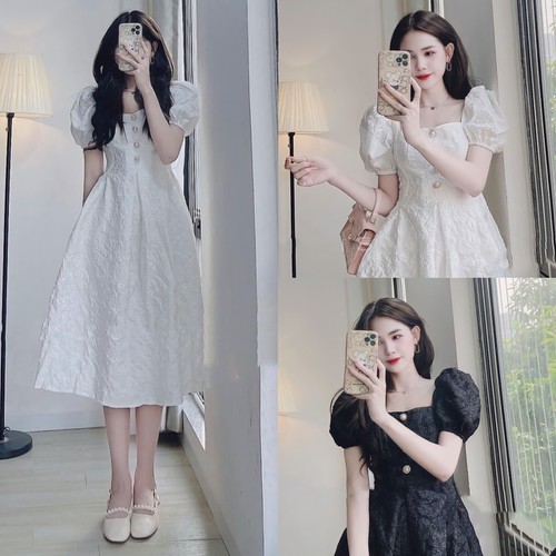 [🛒🇻🇳]Đầm Váy Gấm Hoa Xốp Tay Bồng Phối Nút Trắng Đen Dáng Dài Dạo Phố Dự Tiệc Chụp Hình BY8493 – , SKU – 33_114556588 – sendo.vn 🇻🇳🛒Top1Shop🛒 🇻🇳Top1Vietnam🇻🇳 🛍🛒🇻🇳