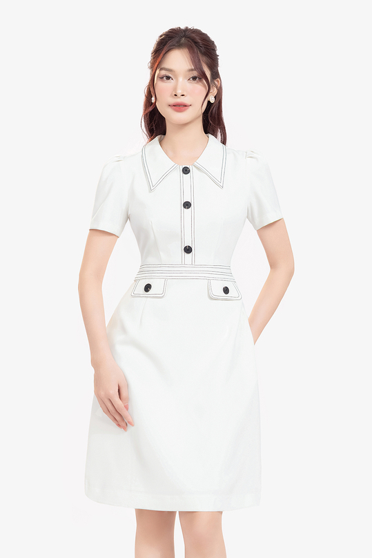 [🛒🇻🇳]Đầm trắng công sở dáng chữ A tay ngắn – K&K Fashion , SKU – KK174-04 – kkfashion.vn 🇻🇳🛒Top1Shop🛒 🇻🇳Top1Vietnam🇻🇳 🛍🛒🇻🇳
