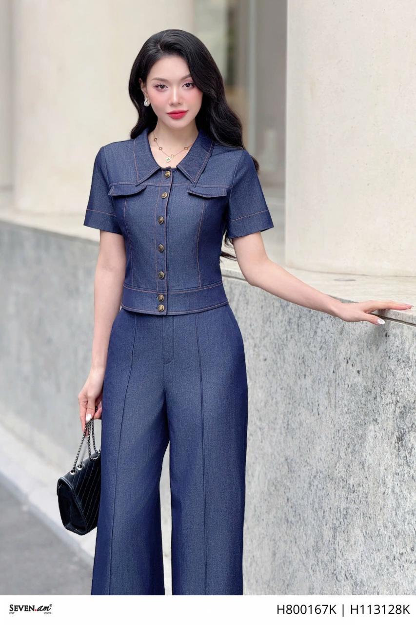 [🛒🇻🇳]Áo kiểu dáng lửng bò lụa xanh thời trang nữ Seven.AM H113128K - Seven.AM , SKU - - sevenam.vn 🇻🇳🛒Top1Shop🛒 🇻🇳Top1Vietnam🇻🇳 🛍🛒🇻🇳