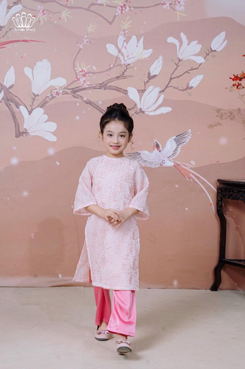[🛒🇻🇳]Áo Dài Tơ Bé Gái Màu Hồng, Ngọt Ngào, Thanh Lịch | Crown Space CKGL9942101/CKGL9942102 - Crown Space , SKU - CKGL9942101.P.4 - crownspace.vn 🇻🇳🛒Top1Shop🛒 🇻🇳Top1Vietnam🇻🇳 🛍🛒🇻🇳
