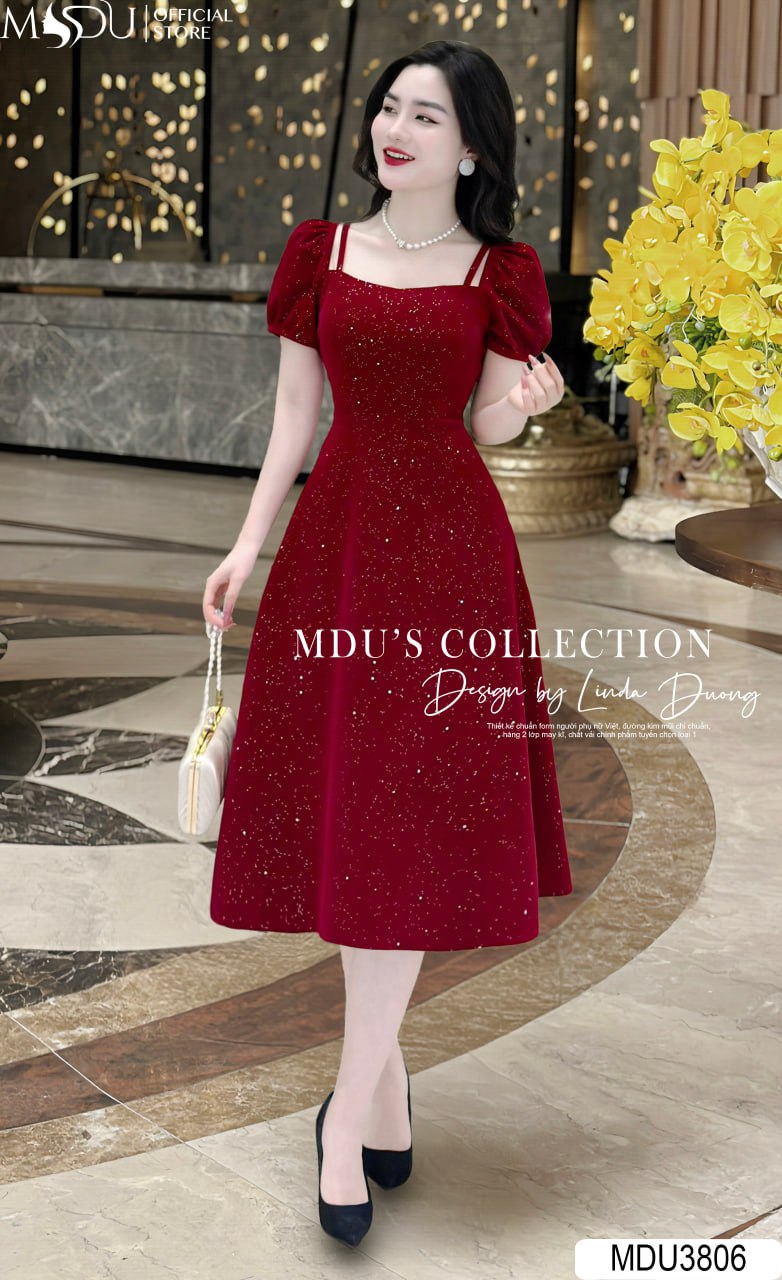 [🛒🇻🇳]Váy Thiết Kế MDU3806 – Chất Nhung Hàn Đính Kim Sa Chiết Eo Đầy Tinh Tế – , SKU – – mdufashion.com 🇻🇳🛒Top1Shop🛒 🇻🇳Top1Vietnam🇻🇳 🛍🛒🇻🇳