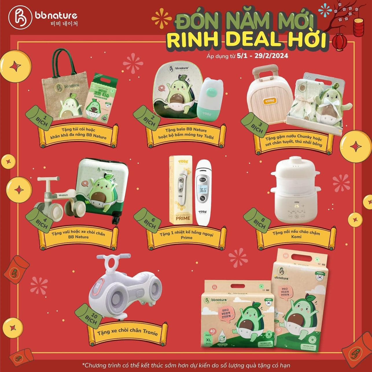 [🆕🇻🇳] Ruby shop Cửa hàng quần áo sơ sinh & trẻ em 🧑‍🧒❤️️👶⭐️  Bỉm Hàn Quốc BbNature
Bảng quà sịn quá khách iu ơi
Mua bỉm chất lượng rinh quà sịn
Bảng quà bên dưới rồi khách thích gì báo Shop nha
Đồng giá chỉ  , shares-0✔️ , likes-1❤️️ , date-2024-01-05 19:40:38🇻🇳🇻🇳🇻🇳📰🆕