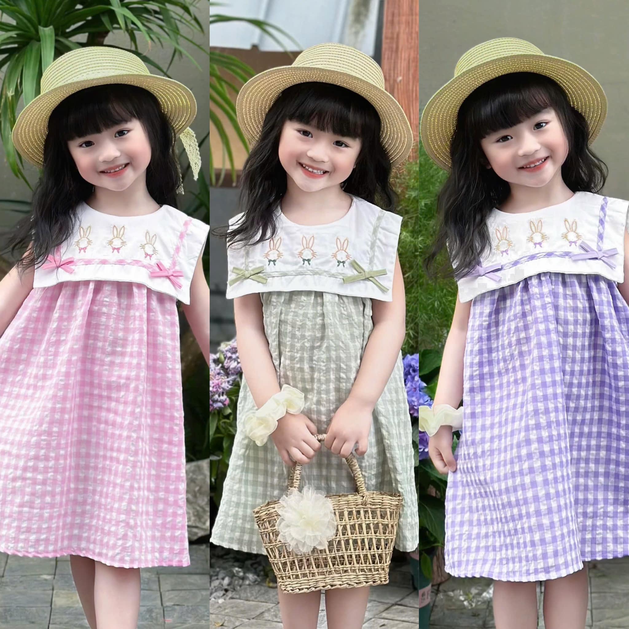 [🆕🇻🇳]  XOÀI BABY – Chuyên quần áo trẻ em Quảng Châu 🧑‍🧒❤️️👶⭐️ Váy thỏ thêu. Chất mát thô cotton. Thoải mái cho bé.
#129K
– 3 màu: xanh-tím-hồng
Bảng sz tham khảo:
Size 1: 9-11kg
Size 2: 12-14kg
Size 3: 15-17kg
Size , shares-0✔️ , likes-6❤️️ , date-2025-03-13 19:58:11🇻🇳🇻🇳🇻🇳📰🆕