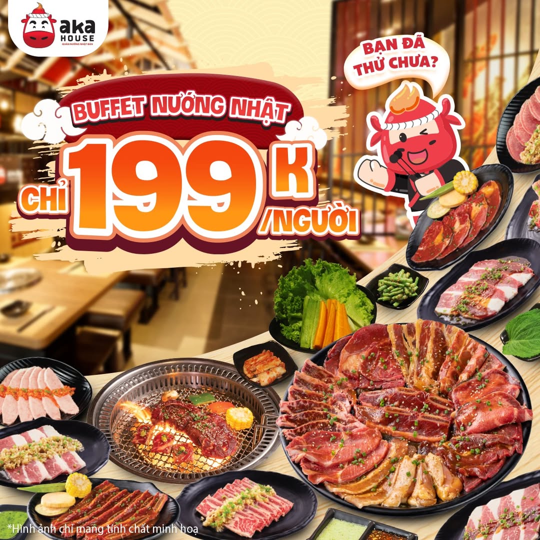 [🆕🇻🇳] Aka House – Quán nướng Nhật Bản 🍔 Top1Food 🍜 ĂN BUFFET NƯỚNG GIÁ CHẤT  

BẮT TREND GẮP THỊT KHÔNG GIỚI HẠN CHỈ 199K/NGƯỜI  

 Không chill sao được khi buffet nướng Nhật Bản chỉ 199K/người đang “gây bã , shares-7✔️ , likes-385❤️️ , date-2025-03-10 19:48:03🇻🇳🇻🇳🇻🇳📰🆕