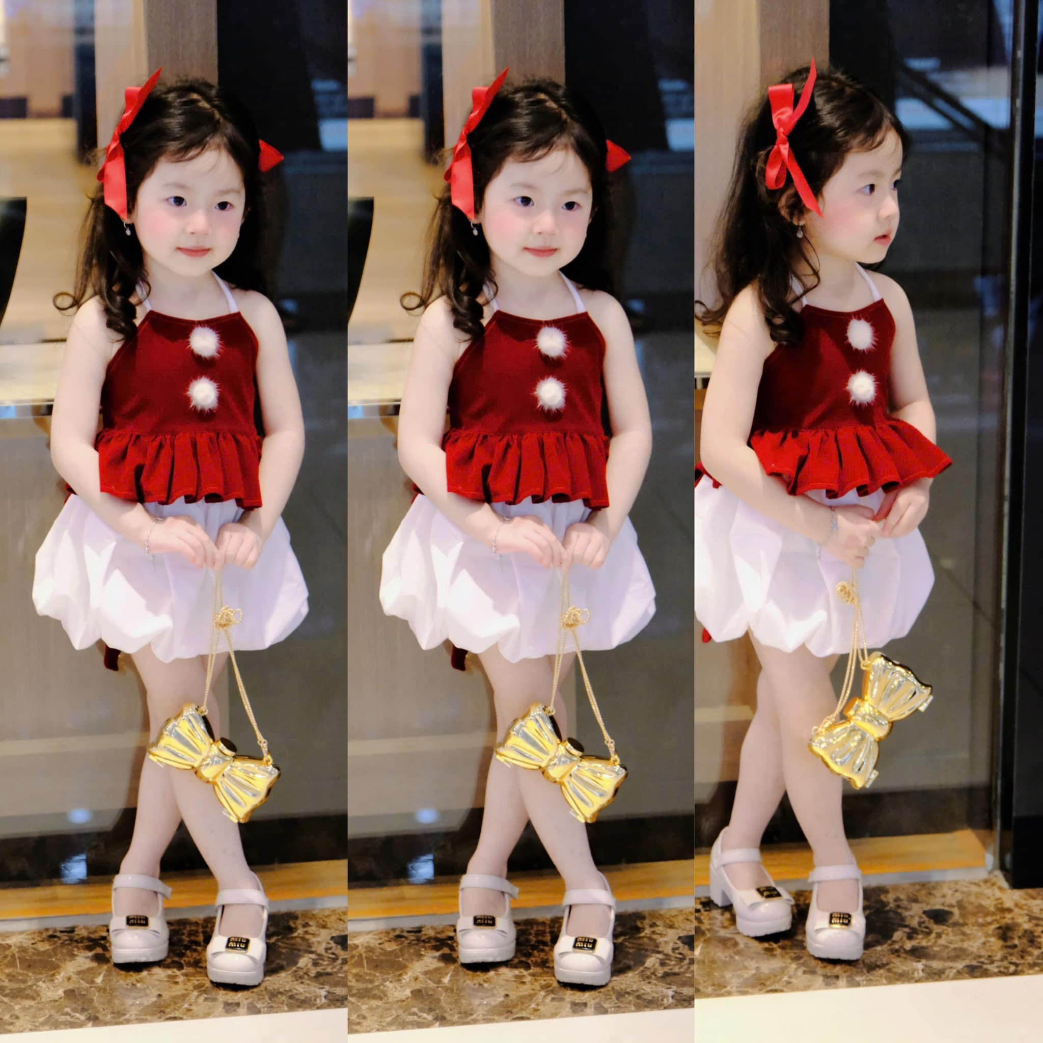 [🆕🇻🇳]  XOÀI BABY – Chuyên quần áo trẻ em Quảng Châu 🧑‍🧒❤️️👶⭐️ Set áo yếm nhung kèm chân váy bí. #129K ￼
Bảng size tham khảo:
Size 80: 8-10kg
Size 90: 11-13kg
Size100:13-15kg
Size110: 16-18kg
Size120:19-21kg
Size130:2 , shares-0✔️ , likes-2❤️️ , date-2025-03-13 22:22:15🇻🇳🇻🇳🇻🇳📰🆕