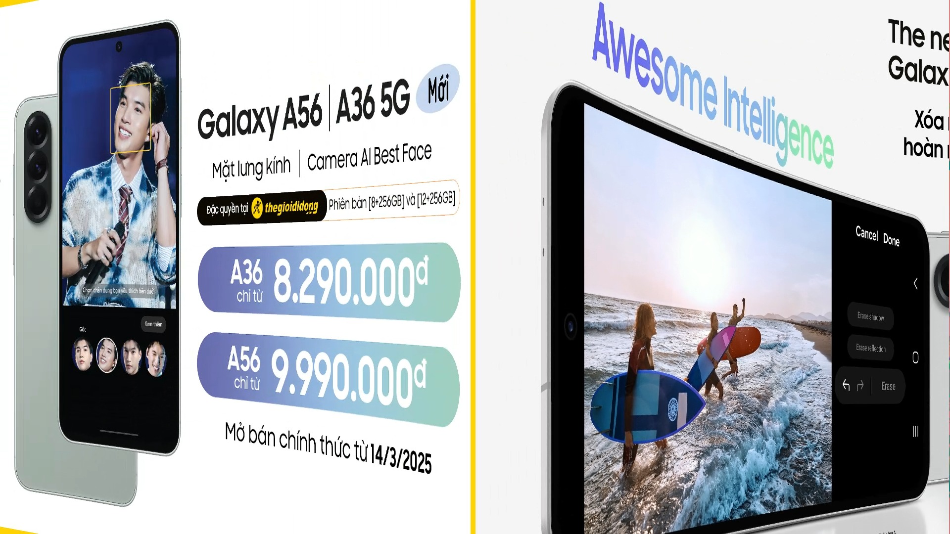 [🛍️🇻🇳] The Gioi Di Dong Joint Stock Company 🛍️ Top1Brand ⭐️ – Tính năng Object eraser – AI xóa vật thể trên Galaxy A56 | A36 5G giúp nhận diện và g …