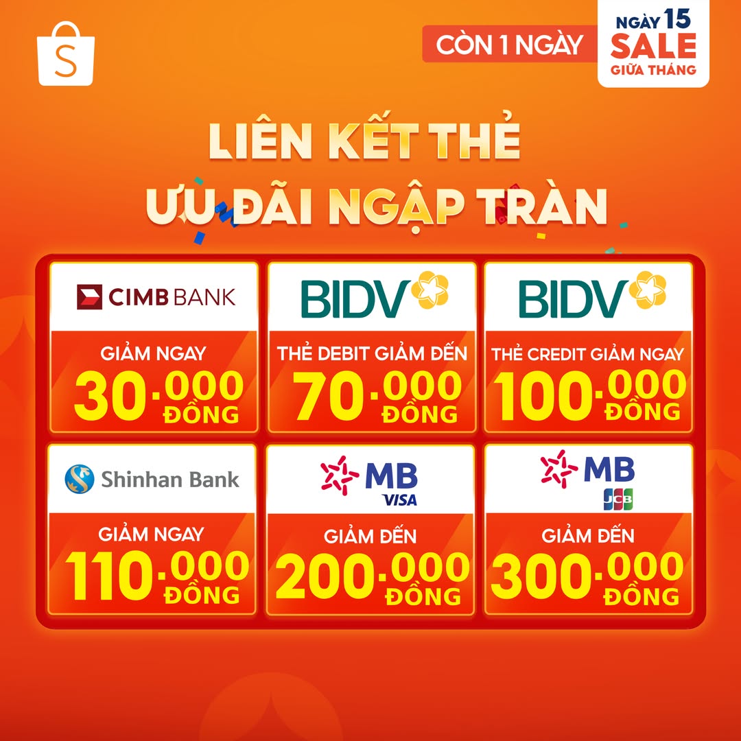 [🆕🇻🇳] ShopeeVN ♥️️ Top1Index 📚  NGẬP TRÀN SALE GIỮA THÁNG CÙNG THẺ NGÂN HÀNGLiên kết thẻ ngay đẻ săn Sale giữa tháng:
Giảm 30K cho thẻ tín dụng CIMB
Giảm đến 100k cho thẻ tín dụng BID , shares-5✔️ , likes-37❤️️ , date-2025-03-14 22:00:41🇻🇳🇻🇳🇻🇳📰🆕