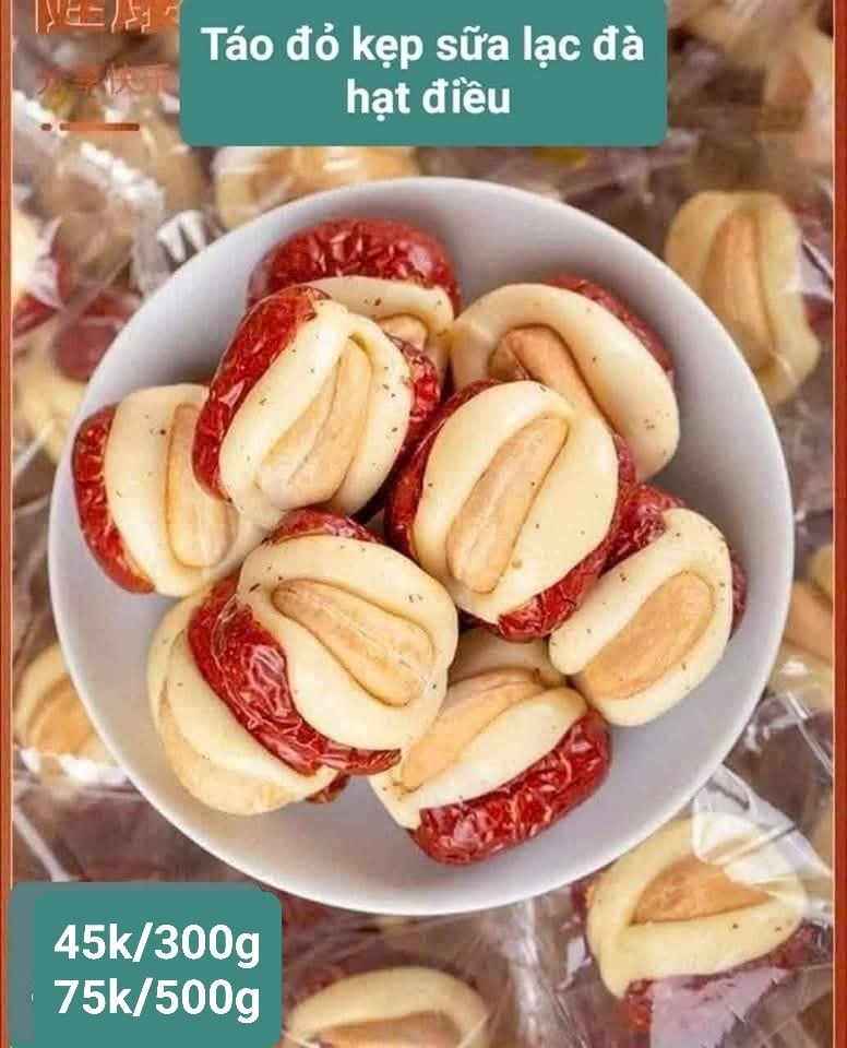 [🆕🇻🇳] Tổng Kho Ăn Vặt Miền Trung – chuyên các món ăn vặt thịnh hành nhất hiện nay 🍔 Top1Food  🍜 KẸO TÁO ĐỎ SỮA LẠC ĐÀ KẸP HẠT ĐIỀU(MÃ SÓC PHI HÀNH GIA)
#15kkk/ gói 100gr
 #45kkk/ gói 300gr
 #75kk/gói 500gr
Hàng thương hiệu mà giá cũng như hàng thường  , shares-0✔️ , likes-3❤️️ , date-2025-03-14 23:49:39🇻🇳🇻🇳🇻🇳📰🆕