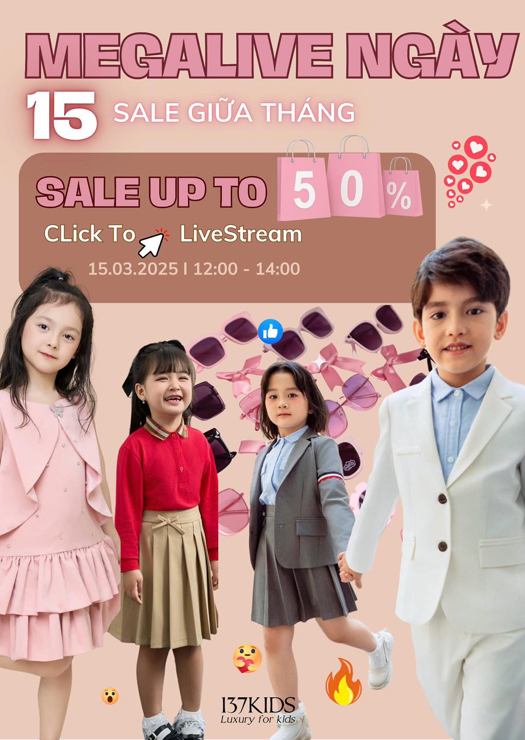 [🆕🇻🇳] Quần Áo Bé Gái 137Kids – Quần áo bé gái cao cấp chất lượng 🧑‍🧒❤️️👶⭐️ 𝐌𝐄𝐆𝐀𝐋𝐈𝐕𝐄 : 𝐍𝐆𝐀̀𝐘 𝟏𝟓 𝐒𝐀𝐋𝐄 𝐆𝐈𝐔̛̃𝐀 𝐓𝐇𝐀́𝐍𝐆
𝐕𝐚̀𝐨 𝐥𝐮́𝐜 𝟏𝟐:𝟎𝟎-𝟏𝟒:𝟎𝟎
Nhà 137KIDS lên livestream dành tặng mã giảm lên tới tặng mã giảm 50% cho các mẫu sản phẩm ,  , shares-0✔️ , likes-0❤️️ , date-2025-03-15 01:11:02🇻🇳🇻🇳🇻🇳📰🆕
