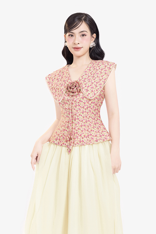 [🛒🇻🇳]Áo kiểu hoa nhí nữ cổ đính hoa - K&K Fashion , SKU - ASM23-20 - kkfashion.vn 🇻🇳🛒Top1Shop🛒 🇻🇳Top1Vietnam🇻🇳 🛍🛒🇻🇳