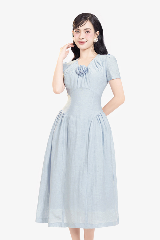 [🛒🇻🇳]Đầm xòe dáng dài đính hoa ở cổ – K&K Fashion , SKU – KK176-02 – kkfashion.vn 🇻🇳🛒Top1Shop🛒 🇻🇳Top1Vietnam🇻🇳 🛍🛒🇻🇳