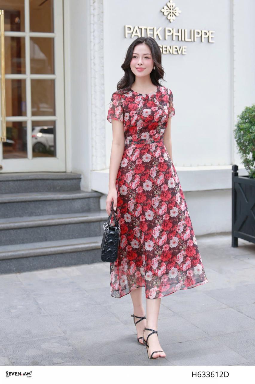 [🛒🇻🇳]Đầm xòe họa tiết hoa hồng thời trang nữ Seven.AM H633612D – Seven.AM , SKU – – sevenam.vn 🇻🇳🛒Top1Shop🛒 🇻🇳Top1Vietnam🇻🇳 🛍🛒🇻🇳