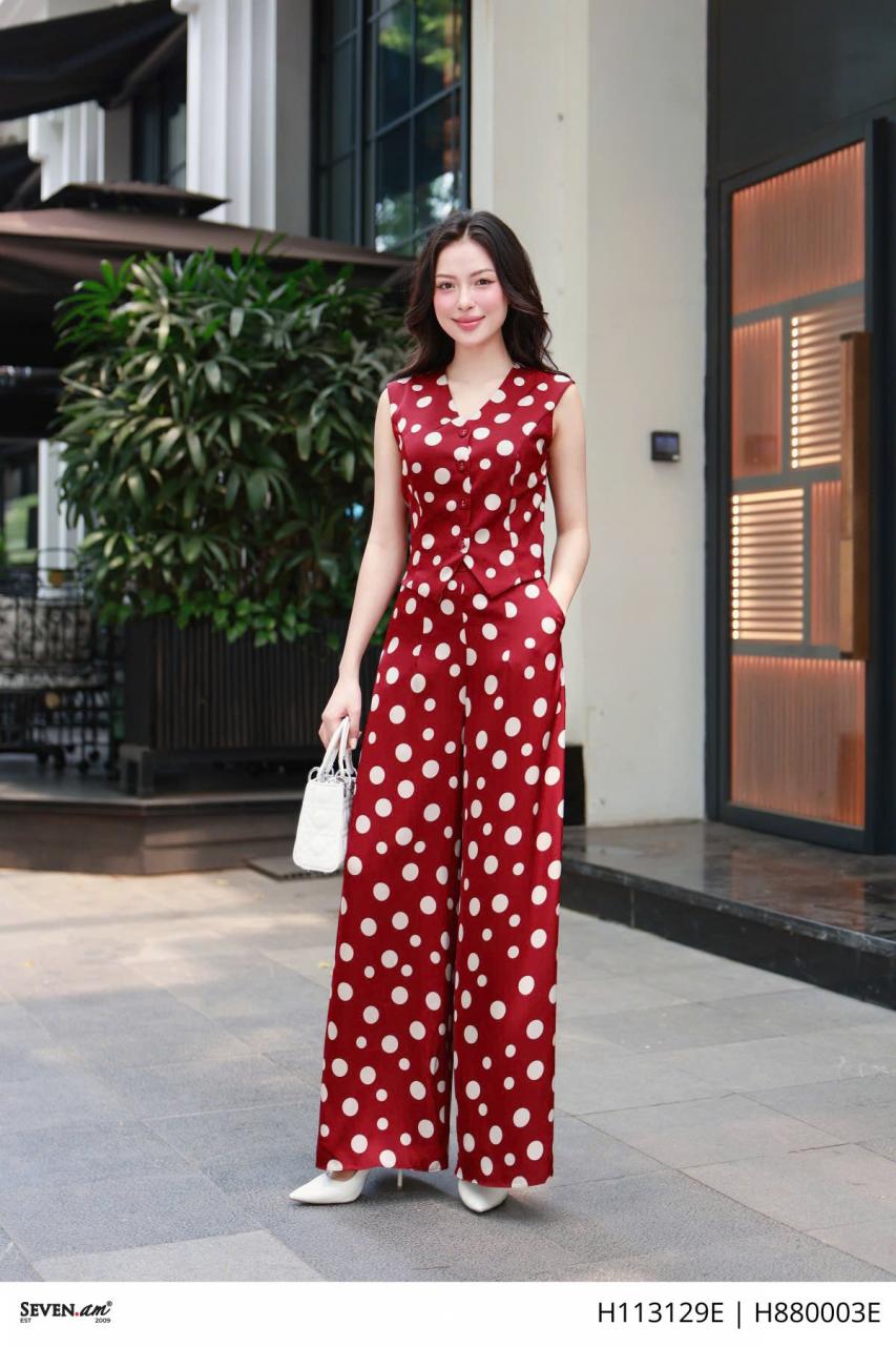 [🛒🇻🇳]Quần suông họa tiết chấm bi đỏ be thời trang nữ Seven.AM H880003E (Không kèm áo) – Seven.AM , SKU – – sevenam.vn 🇻🇳🛒Top1Shop🛒 🇻🇳Top1Vietnam🇻🇳 🛍🛒🇻🇳