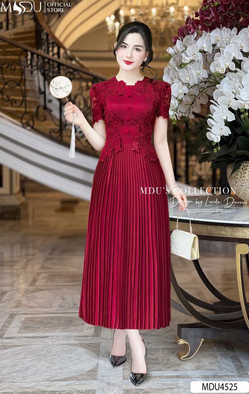 [🛒🇻🇳]Váy Thiết Kế MDU4525 Màu Đỏ Đô Phối Ren Hoa Hồng Tinh Tế – , SKU – – mdufashion.com 🇻🇳🛒Top1Shop🛒 🇻🇳Top1Vietnam🇻🇳 🛍🛒🇻🇳