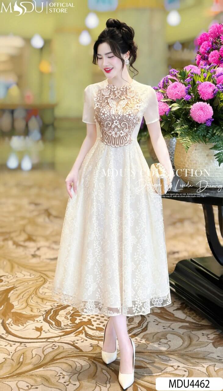 [🛒🇻🇳]Váy Thiết Kế MDU4462 – Màu Kem Sang Trọng Phối Cùng Họa Tiết Trên Váy Bắt Mắt - , SKU - - mdufashion.com 🇻🇳🛒Top1Shop🛒 🇻🇳Top1Vietnam🇻🇳 🛍🛒🇻🇳