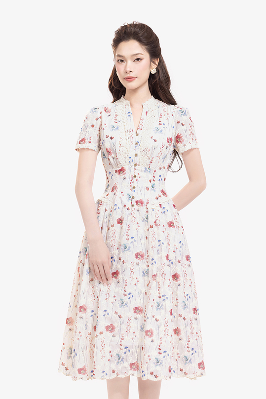 [🛒🇻🇳]Đầm xòe họa tiết hoa phối ren dọc cổ – K&K Fashion , SKU – KK176-27 – kkfashion.vn 🇻🇳🛒Top1Shop🛒 🇻🇳Top1Vietnam🇻🇳 🛍🛒🇻🇳