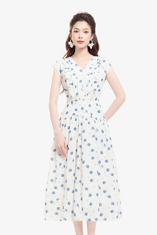 [🛒🇻🇳]Đầm xòe hoa xanh sát nách cổ V – K&K Fashion , SKU – KK176-20 – kkfashion.vn 🇻🇳🛒Top1Shop🛒 🇻🇳Top1Vietnam🇻🇳 🛍🛒🇻🇳