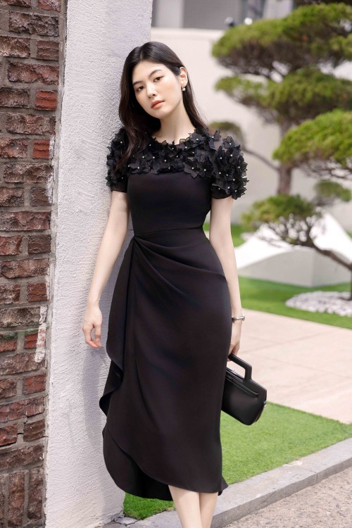 [🛒🇻🇳]Váy Đầm – Black 3D Flower Silk Sarong Dress – , SKU – – sixdo.vn 🇻🇳🛒Top1Shop🛒 🇻🇳Top1Vietnam🇻🇳 🛍🛒🇻🇳