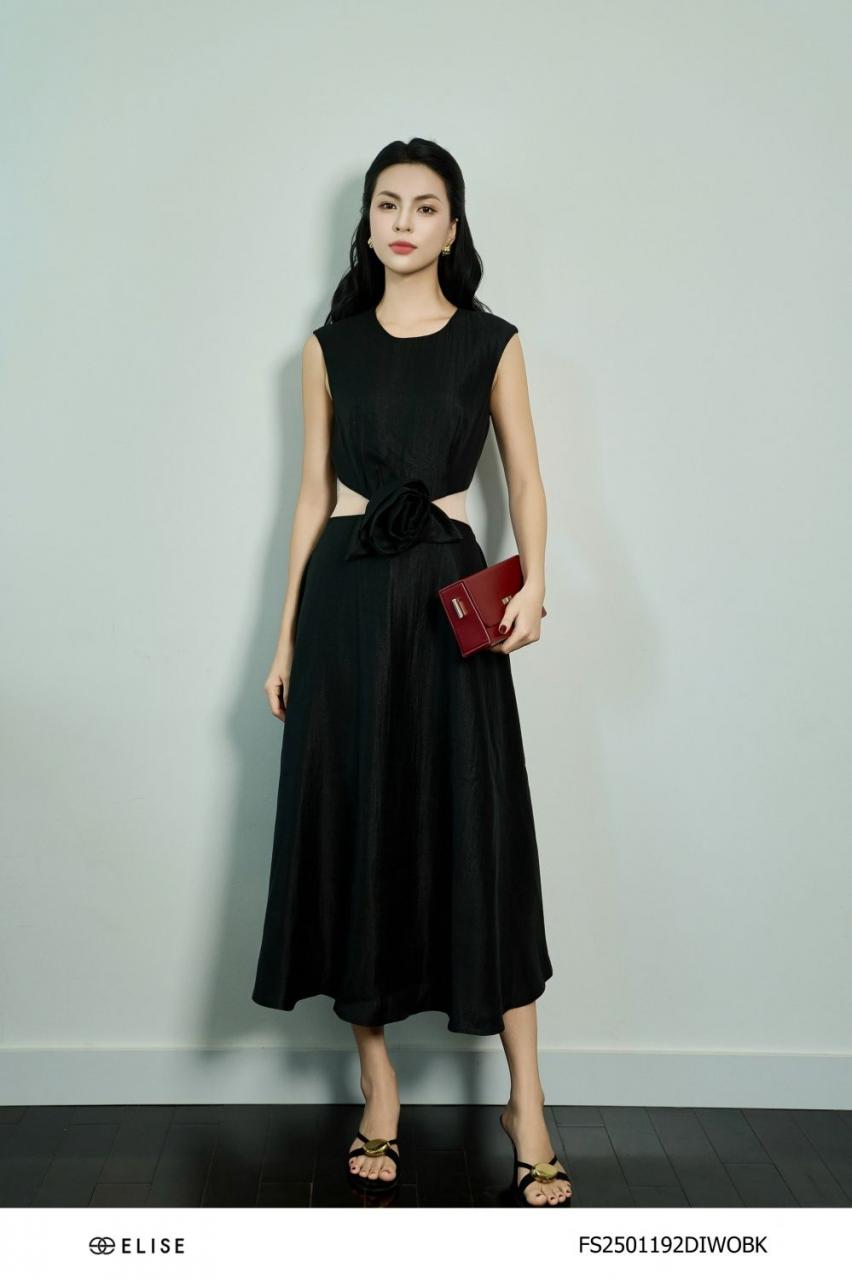 [🛒🇻🇳]ĐẦM TAFTA LỤA ĐEN CẮT CÚP EO ĐÍNH HOA – , SKU – FS2501192DIWOBK – elise.vn 🇻🇳🛒Top1Shop🛒 🇻🇳Top1Vietnam🇻🇳 🛍🛒🇻🇳