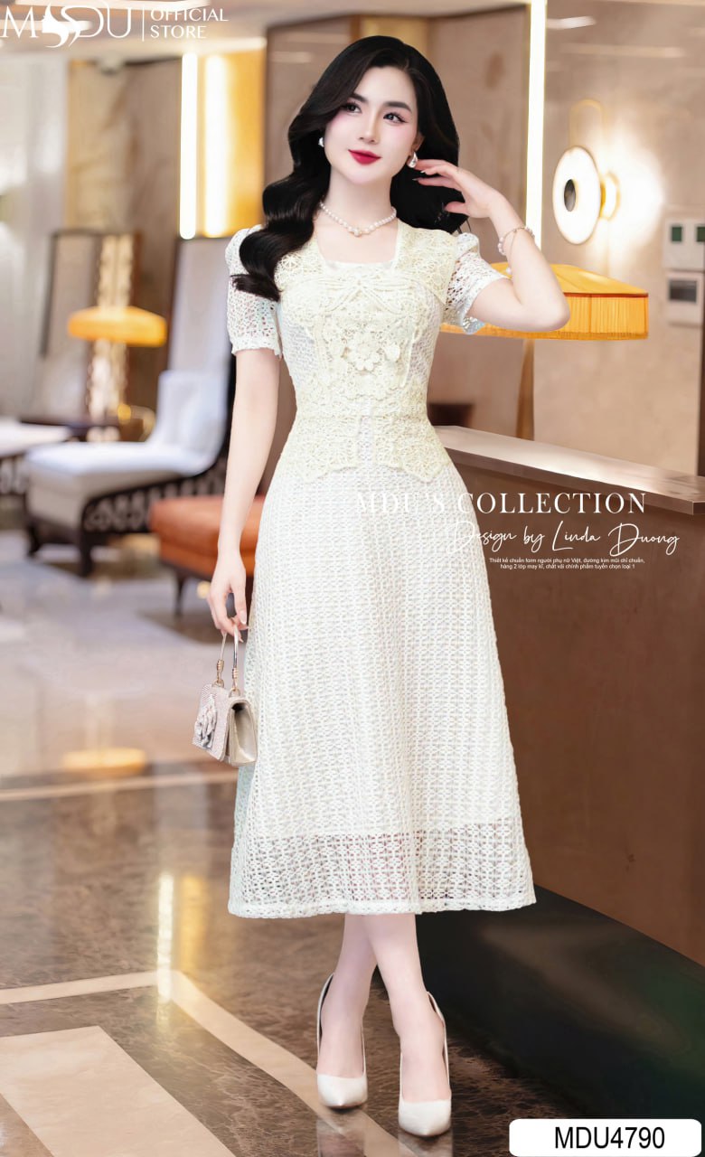 [🛒🇻🇳]Váy Thiết Kế MDU4790 Dáng Xòe Dài Ren Dệt Kem Thanh Lịch - , SKU - - mdufashion.com 🇻🇳🛒Top1Shop🛒 🇻🇳Top1Vietnam🇻🇳 🛍🛒🇻🇳