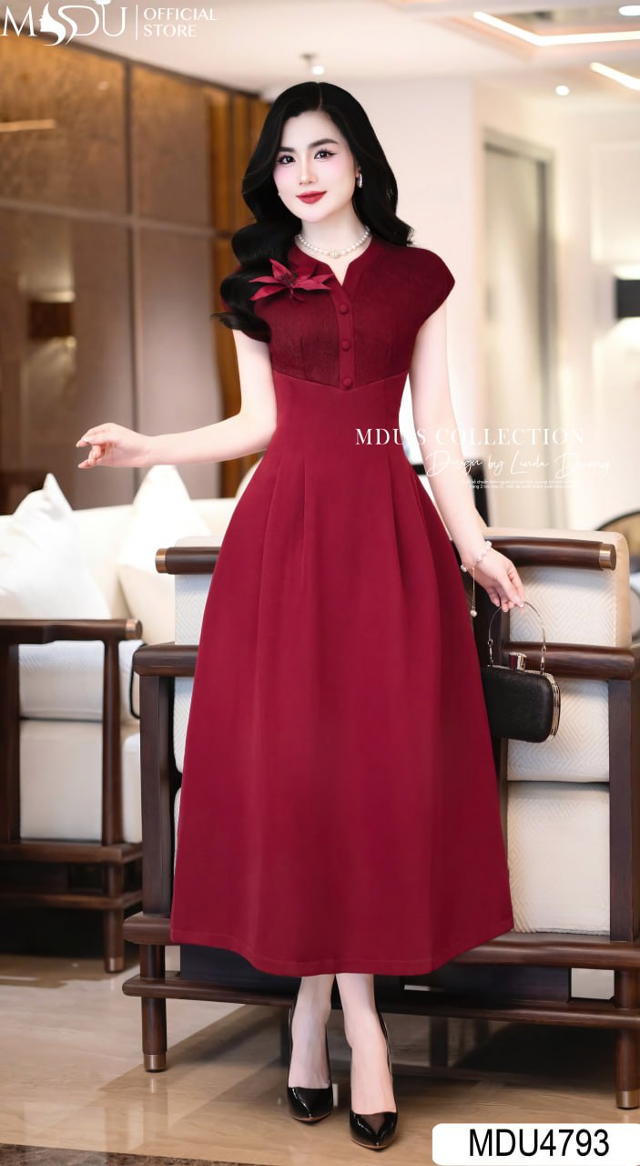 [🛒🇻🇳]Váy Thiết Kế MDU4793 Đỏ Đô Sang Trọng Hoa Nổi Thủ Công - , SKU - - mdufashion.com 🇻🇳🛒Top1Shop🛒 🇻🇳Top1Vietnam🇻🇳 🛍🛒🇻🇳