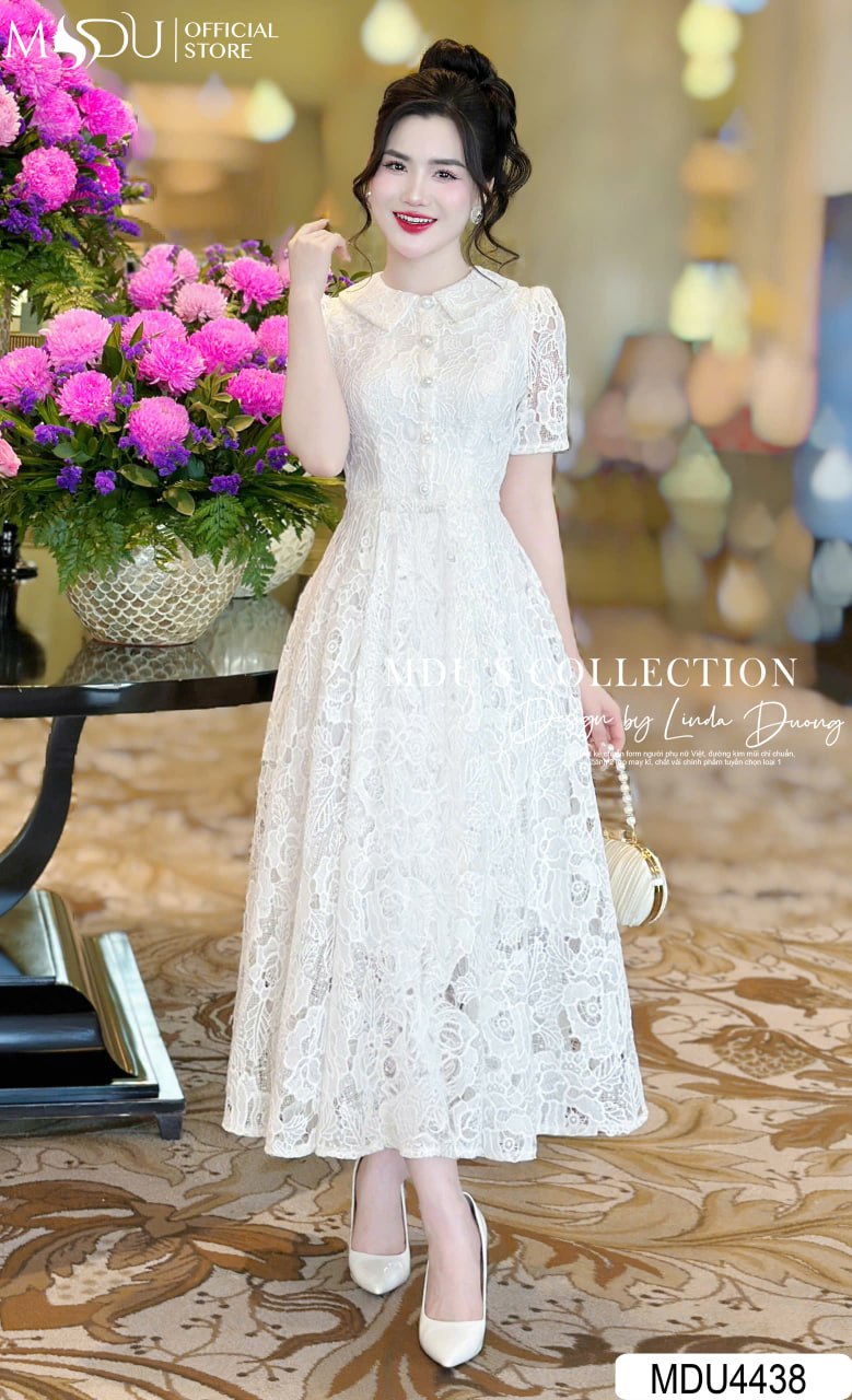 [🛒🇻🇳]Váy Thiết Kế MDU4438 – Chất Ren Phối Cùng Tông Trắng Tinh Khôi Cổ Sơ Mi Đính Cúc Nghệ Thuật – , SKU – – mdufashion.com 🇻🇳🛒Top1Shop🛒 🇻🇳Top1Vietnam🇻🇳 🛍🛒🇻🇳