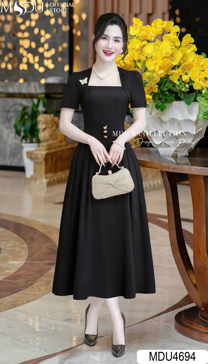 [🛒🇻🇳]Váy Thiết Kế MDU4694 Dáng Dài Xếp Ly Cổ Vuông Tôn Dáng - , SKU - - mdufashion.com 🇻🇳🛒Top1Shop🛒 🇻🇳Top1Vietnam🇻🇳 🛍🛒🇻🇳