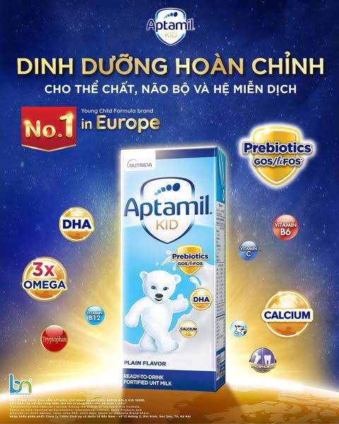 [🆕🇻🇳] Shop TOM BABY  Chuyên Bỉm,Thời trang cho bé,các loại Bánh kẹo, Kem, Thực phâm dinh dưỡng 🧑‍🧒❤️️👶⭐️ SỮA NƯỚC APTAMIL KID HỘP 180ML & 110ML CHO BÉ TỪ 1 TUỔI
Vị sữa cực kì thơm ngon, Mẹ nào cũng khen con uống được nhiều hơn. Bình thường chỉ 120ml/cữ mà nay , shares-1✔️ , likes-0❤️️ , date-2025-05-24 18:35:07🇻🇳🇻🇳🇻🇳📰🆕