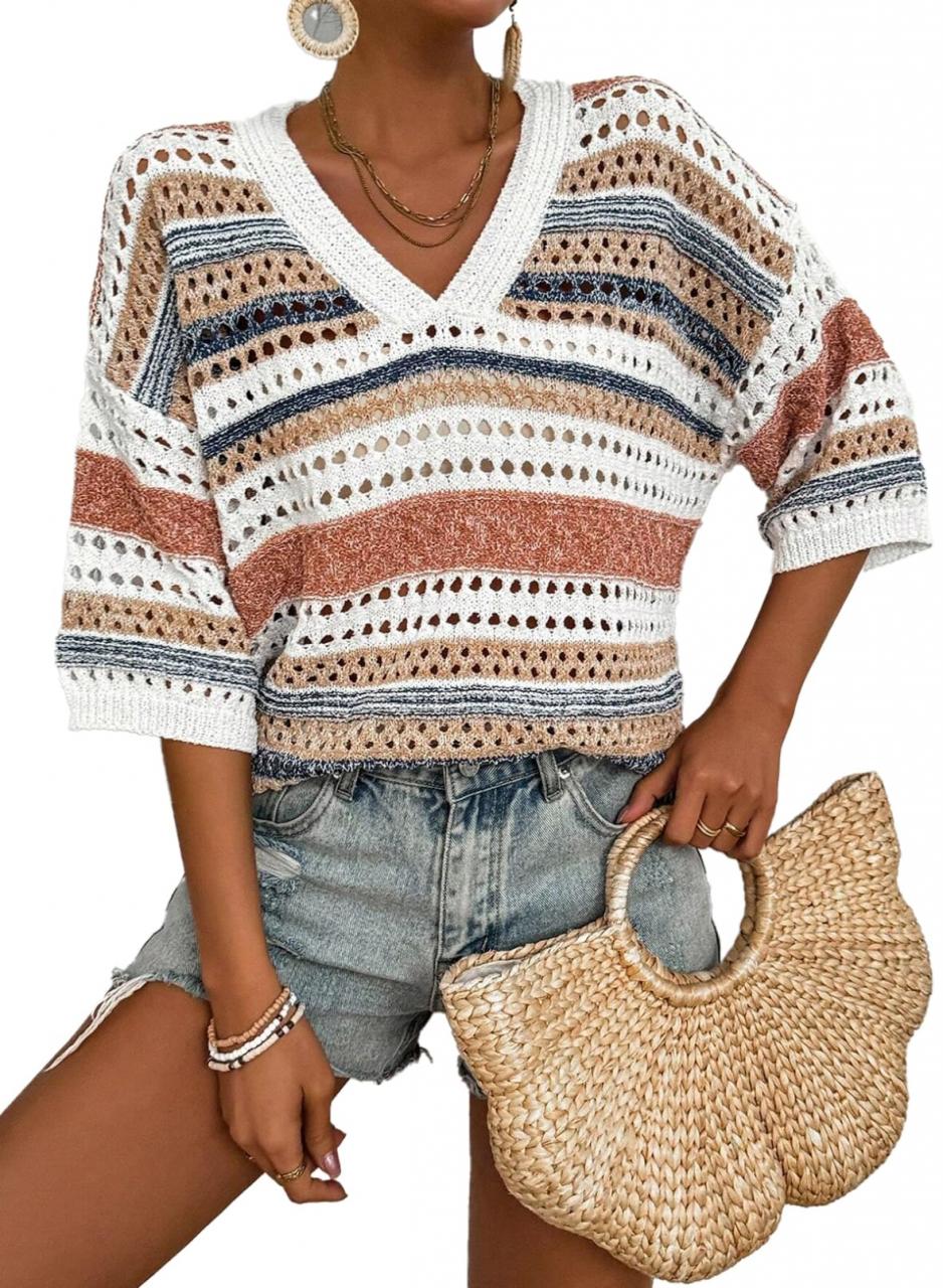 [🛒🇻🇳]Mua Acelitt Womens Short Sleeve Crochet Knit Sweater Hollow Out Striped Tops Beach Vacation Cruise Outfits trên Amazon Mỹ chính hãng 2025 | Fado – , SKU – – fado.vn 🇻🇳🛒Top1Shop🛒 🇻🇳Top1Vietnam🇻🇳 🛍🛒🇻🇳