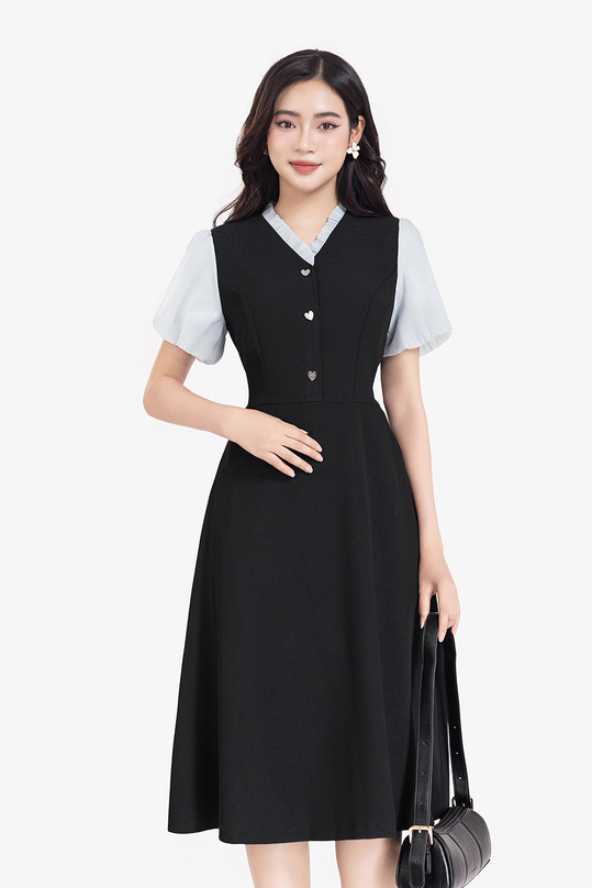 [🛒🇻🇳]Đầm đen công sở chữ A phối tơ xanh – K&K Fashion , SKU – KK177-13 – kkfashion.vn 🇻🇳🛒Top1Shop🛒 🇻🇳Top1Vietnam🇻🇳 🛍🛒🇻🇳