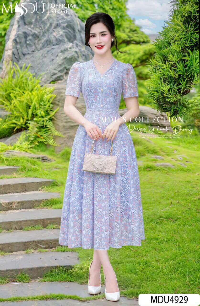 [🛒🇻🇳]Váy Thiết Kế MDU4929 Cổ V Viền Ren Cúc Ngọc Tay Bồng Dáng Dài Xếp Ly – , SKU – – mdufashion.com 🇻🇳🛒Top1Shop🛒 🇻🇳Top1Vietnam🇻🇳 🛍🛒🇻🇳