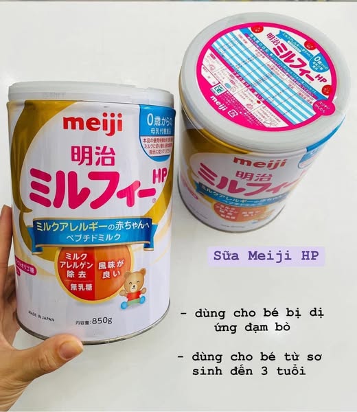 [🆕🇻🇳] Shop TOM BABY  Chuyên Bỉm,Thời trang cho bé,các loại Bánh kẹo, Kem, Thực phâm dinh dưỡng 🧑‍🧒❤️️👶⭐️ Tén ten-𝐌𝐞𝐢𝐣𝐢 𝐇𝐩 𝐦𝐚̂̃𝐮 𝐦𝐨̛́𝐢 (800gr)-
Thiên Ý đang theo dòng này luôn ạ,  dễ uống nhất trong các dòng dị ứng ạ
Sữa Meiji Hp là:
Sữa thủy phân Đạm whey dà , shares-1✔️ , likes-0❤️️ , date-2025-06-07 15:48:52🇻🇳🇻🇳🇻🇳📰🆕