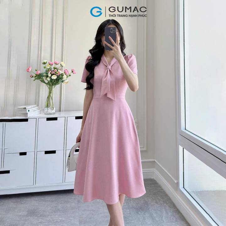 [🛒🇻🇳][25-29.7 |Voucher 10-12%] Đầm nữ dáng A xòe màu hồng thiết kế cổ cách điệu cà vạt tôn dáng thanh lịch thời trang GUMAC LDF0303 – Gumac , SKU – 2959105649_VNAMZ-14270314680 – lazada.vn 🇻🇳🛒Top1Shop🛒 🇻🇳Top1Vietnam🇻🇳 🛍🛒🇻🇳