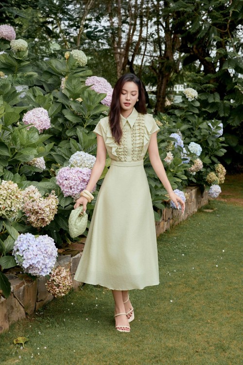 [🛒🇻🇳]Váy Đầm – Light Green Nuggets Organza Flared Dress – , SKU – – sixdo.vn 🇻🇳🛒Top1Shop🛒 🇻🇳Top1Vietnam🇻🇳 🛍🛒🇻🇳