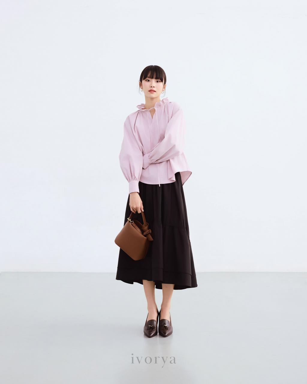 [🛒🇻🇳]Áo kiểu nữ màu tím nhạt, cổ áo rút nhún và tay dài - SH9919C - ivorya , SKU - SH9919S - ivorya.vn 🇻🇳🛒Top1Shop🛒 🇻🇳Top1Vietnam🇻🇳 🛍🛒🇻🇳