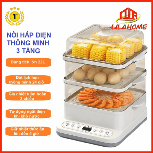 [🛒🇻🇳]Nồi Hấp Điện Thông Minh 3 Tầng Dung Tích 22L – Đa Chức Năng Siêu Tiện Dụng – Hàng Chính Hãng – lilahome , SKU – 2014607623801 – tiki.vn 🇻🇳🛒Top1Shop🛒 🇻🇳Top1Vietnam🇻🇳 🛍🛒🇻🇳