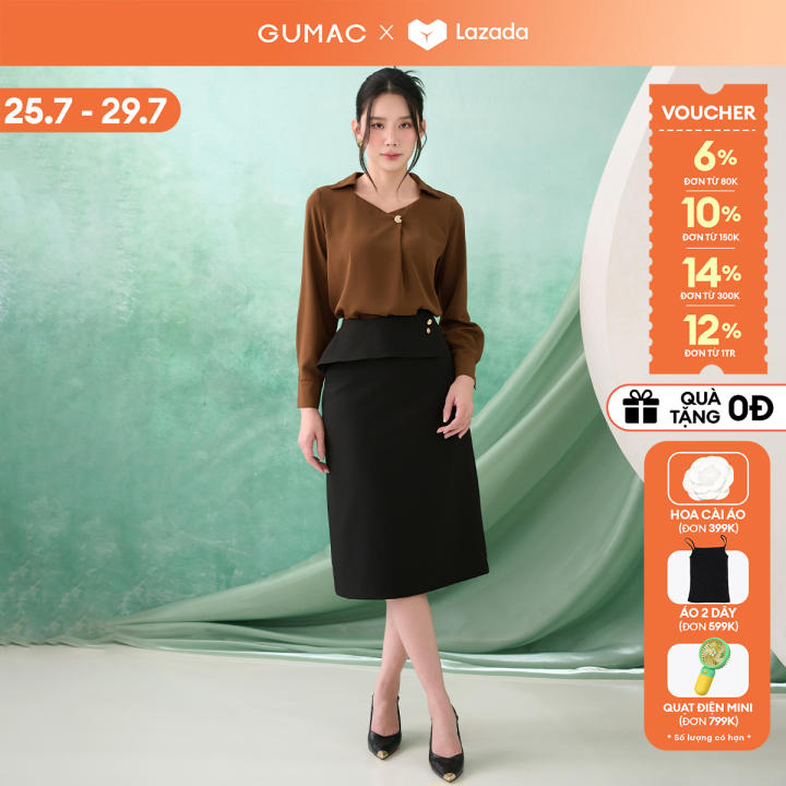 [🛒🇻🇳][25-29.7 |Voucher 10-12%] Chân váy nữ dáng suông dài midi kiểu đắp tà xòe nhẹ đính nút trang trí chất Poly chéo thời trang GUMAC VF07034 – Gumac , SKU – 3148964285_VNAMZ-15015979266 – lazada.vn 🇻🇳🛒Top1Shop🛒 🇻🇳Top1Vietnam🇻🇳 🛍🛒🇻🇳
