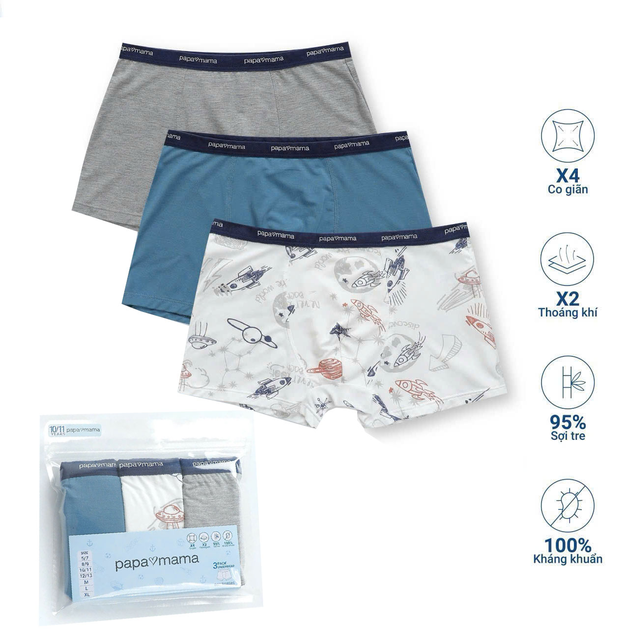 [🛒🇻🇳][40kg-64kg] Quần lót thun cotton lụa mềm mại, mịn mát cho bé và người lớn SET 3 QUẦN xám-xanh-hình – Thời trang trẻ em Bé Sành Điệu , SKU – QN273-G – besanhdieu.com 🇻🇳🛒Top1Shop🛒 🇻🇳Top1Vietnam🇻🇳 🛍🛒🇻🇳